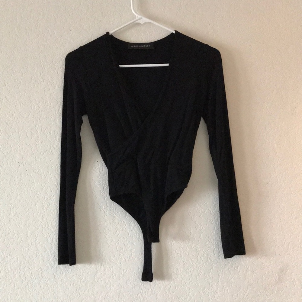 Black v-neck bodysuit